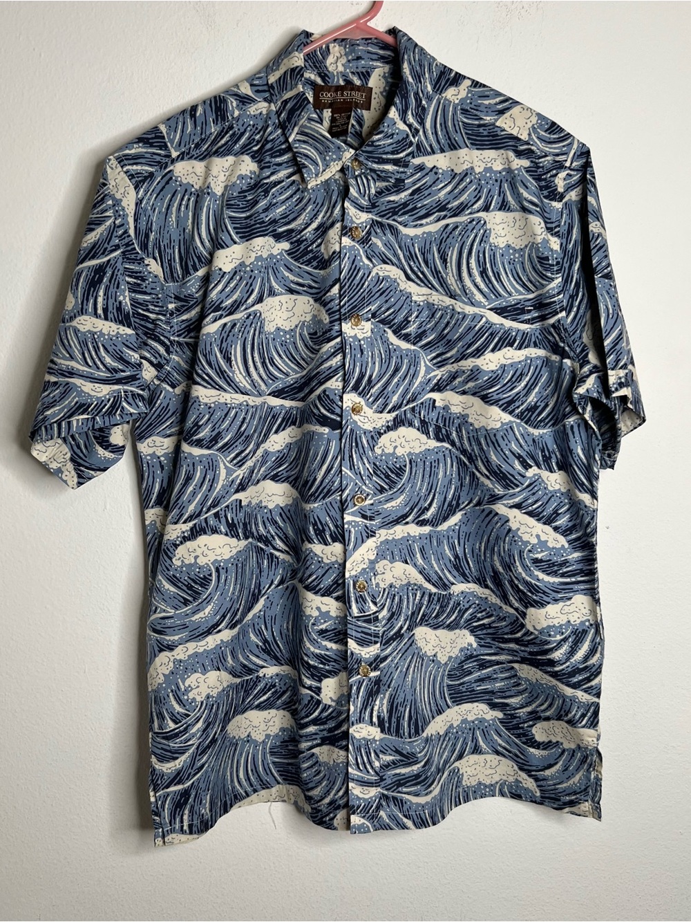 Cooke Street Hawaiian Button Up Shirt Men's Size L Print Aloha Cotton